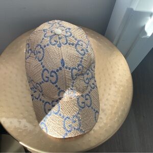 Gucci Beige and Blue Patterned Hat
